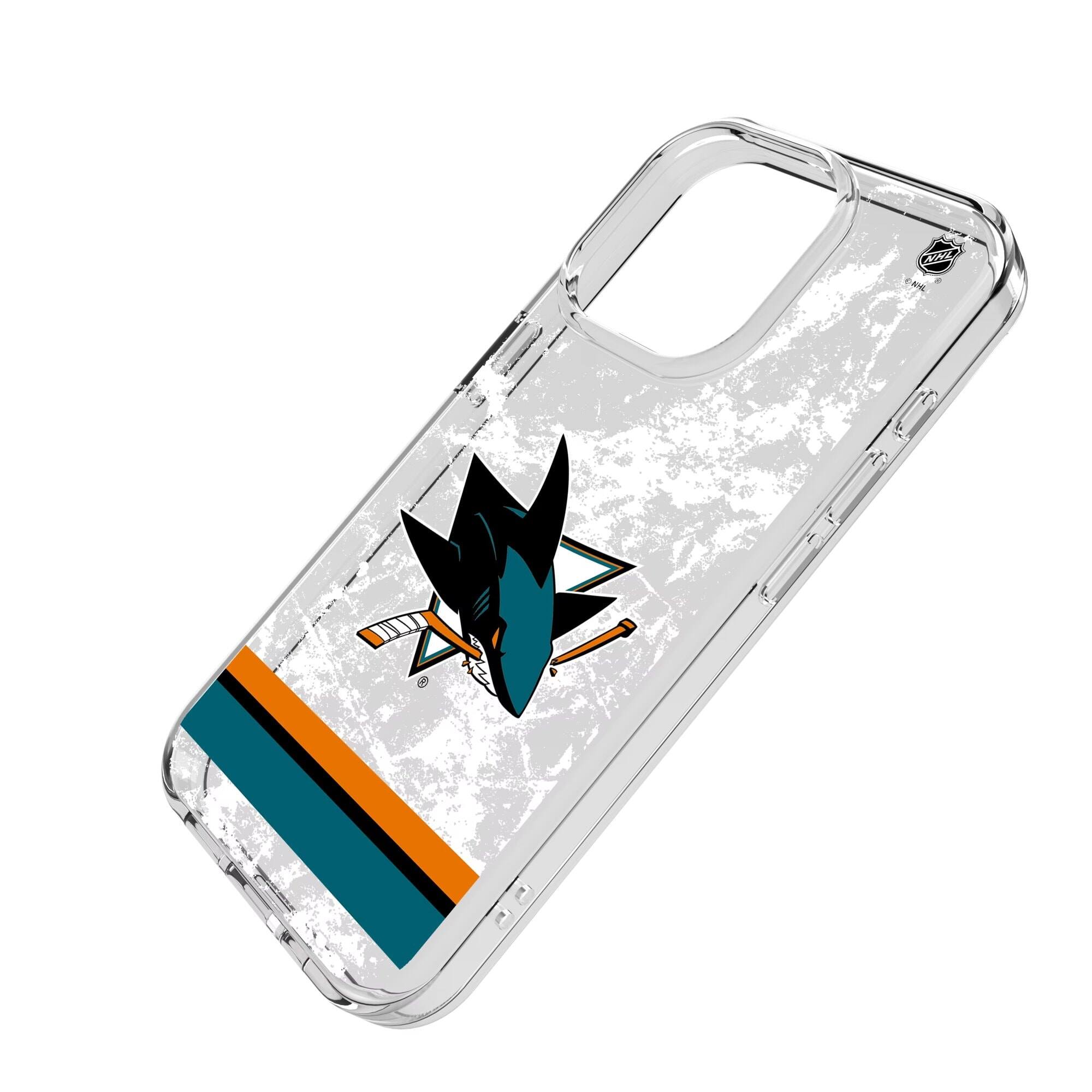 Alt View 1. Keyscaper - San Jose Sharks iPhone Stripe Clear Ice Case - 14 - Multicolor.