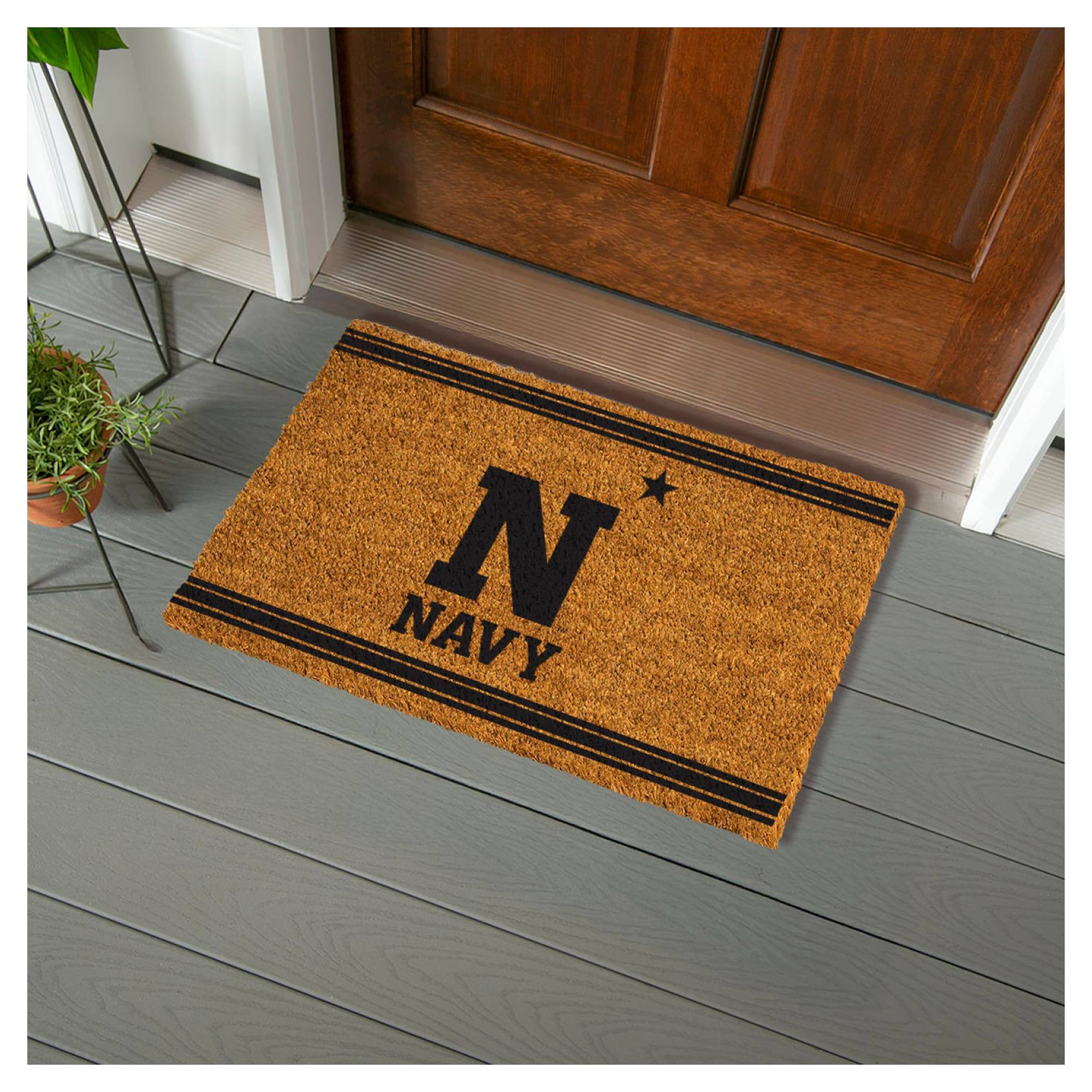 Alt View 1. Evergreen Enterprises - Navy Midshipmen 28" x 16" Primary Logo Outdoor Coir Entryway Mat - Multicolor.