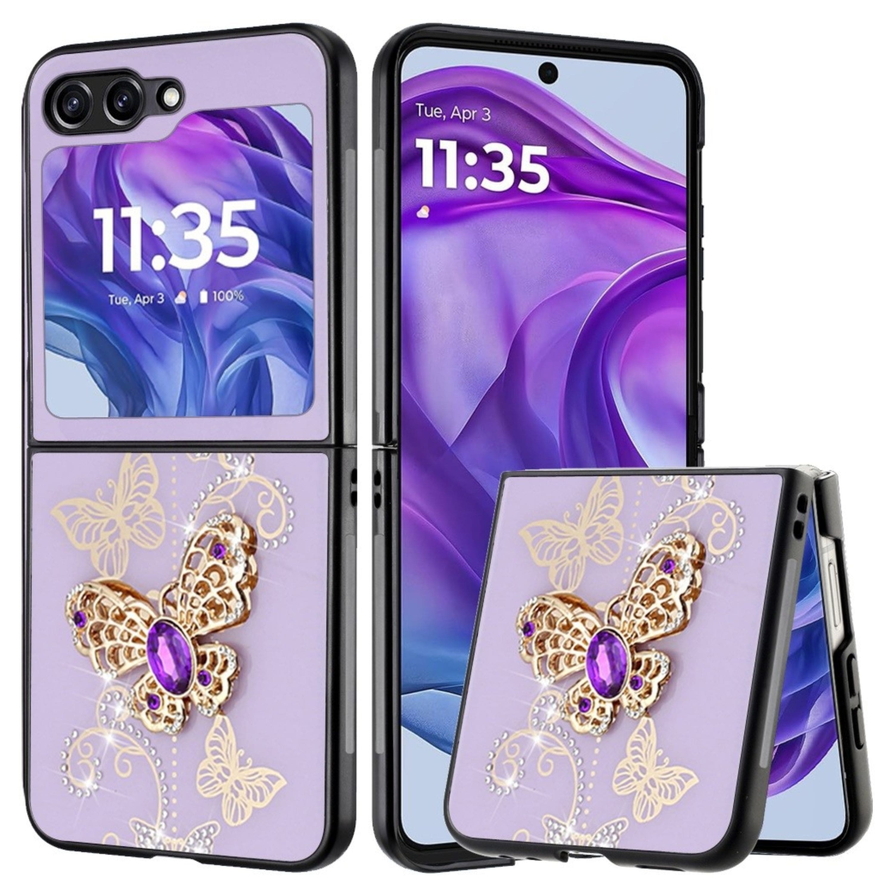 Kitcheniva - Glamorous Diamond Glitter Charm Case For Motorola Razr 2024 / 2025 Garden Butterflies - Purple price history on PriceWatchPro