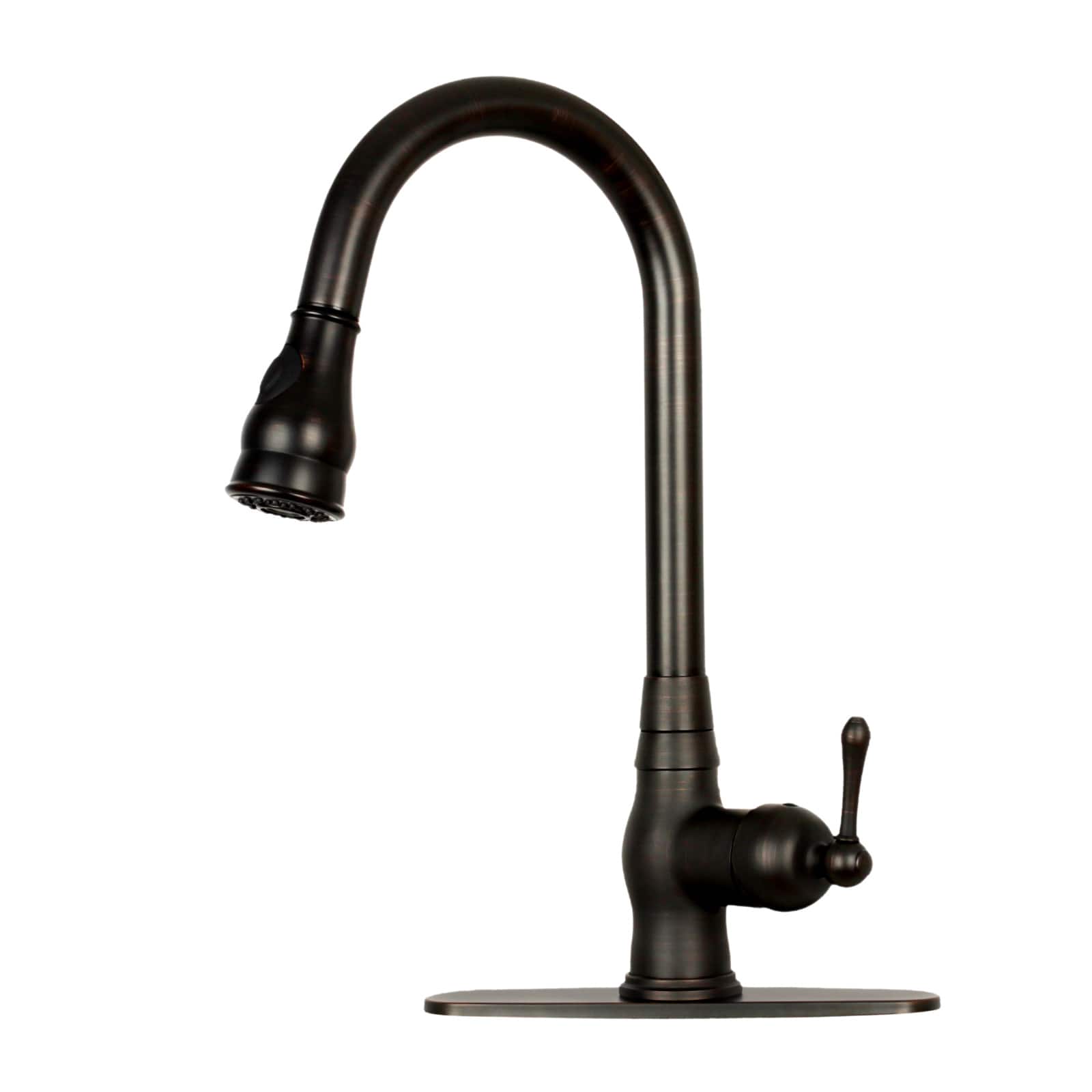 Solid Brass One-Handle Kitchen Faucet with Pull Down Sprayer in Oil Rubbed Bronze