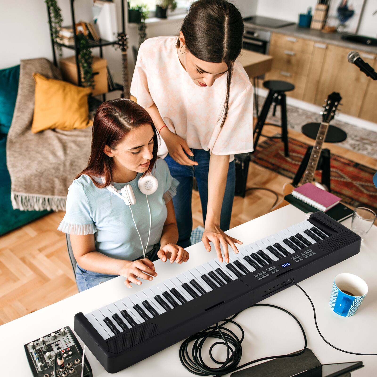 Alt View 1. Gymax - Gymax 61-Key Foldable Piano Keyboard w/MIDI Split Function Headphone Sustain Pedal Black - Black.