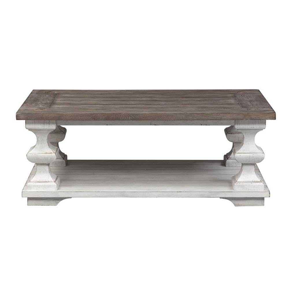 Alt View 1. Liberty Furniture Industries - Sedona Cocktail Table in Heavy Distressed White w/ Gravel Top - White.