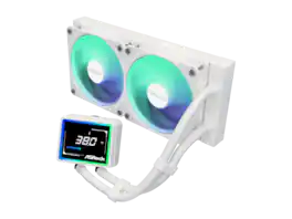 ASRock - AIO Challenger 240 Digital 27mm radiator, 3" Digital Display w/ ARGB, ARGB Hub-lighting fan, version - White