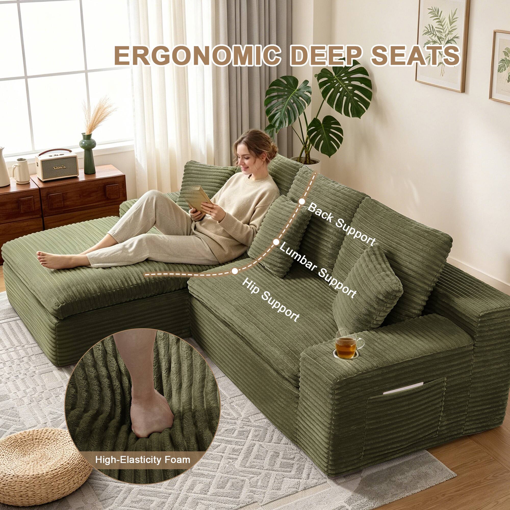 ERGONOMIC DEEP SEATS

- Back Support
- Lumbar Support
- Hip Support

High-Elasticity Foam
