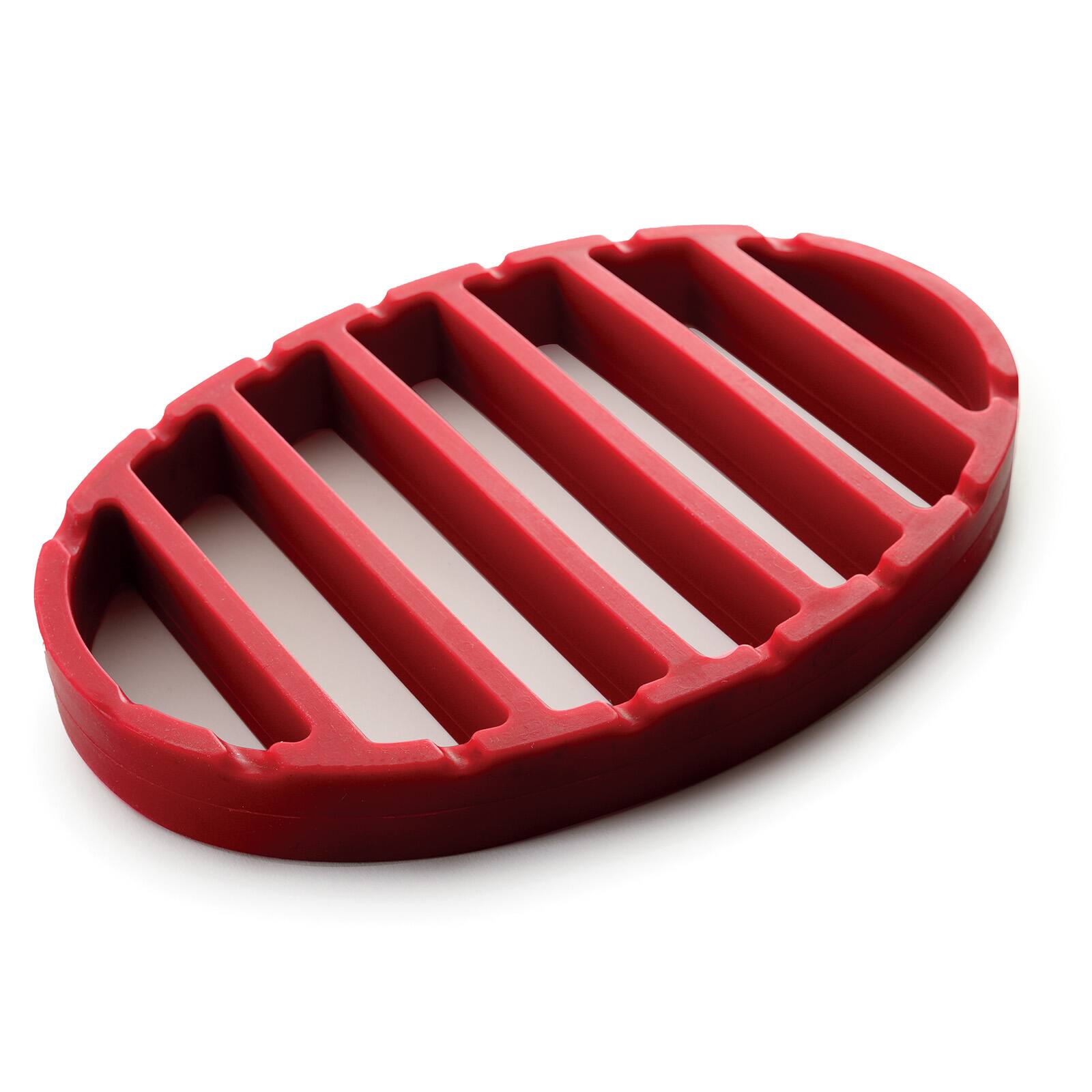 Alt View 1. Norpro - Oval Silicone Roast Rack, Red, 9 x 6 Inch - Red.