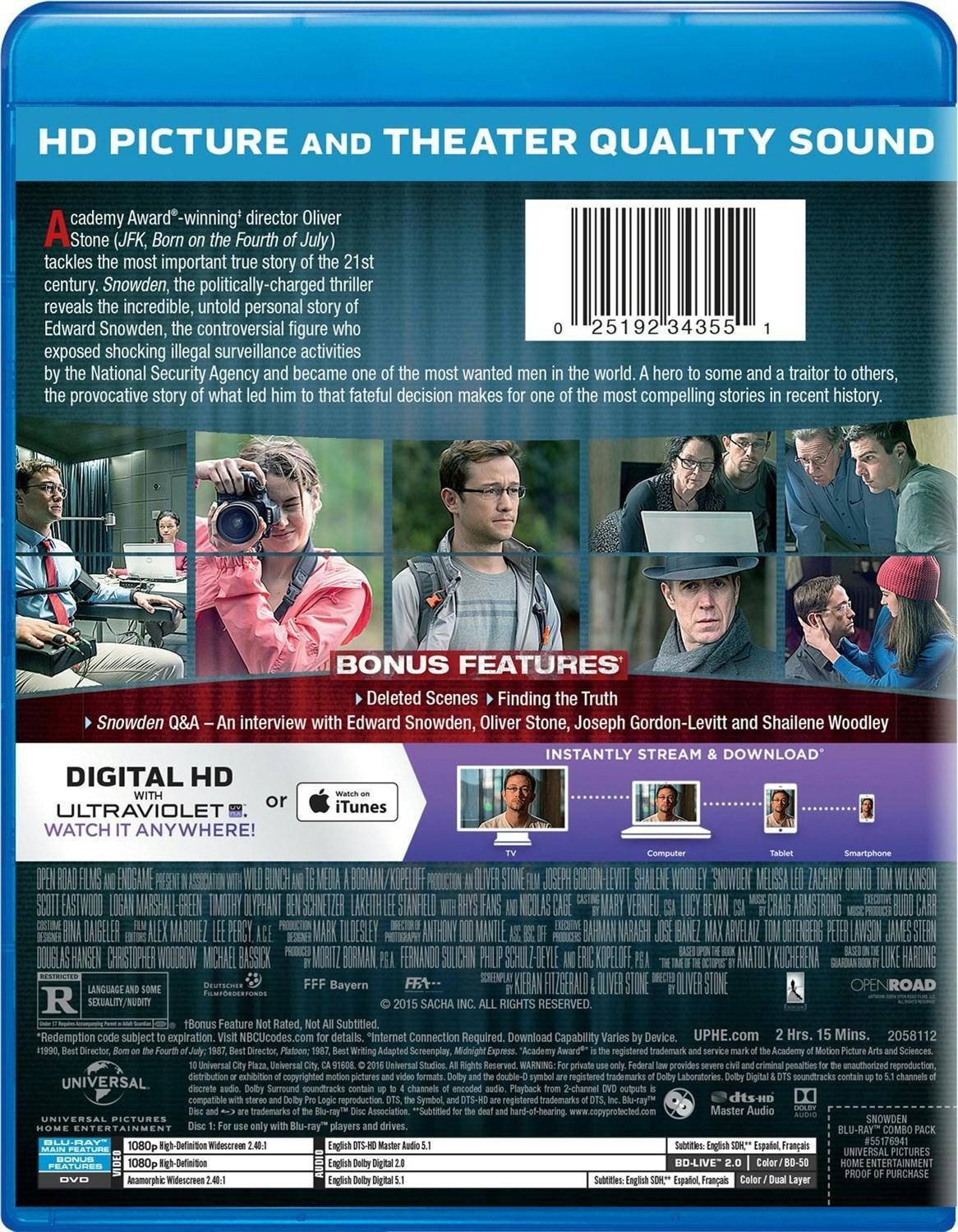 Angle. Snowden (DVD + Digital) [Blu-ray].