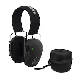 Walkers - Walker's Razor Rechargeable Muff with Hearing Protection Case Bundle - Black