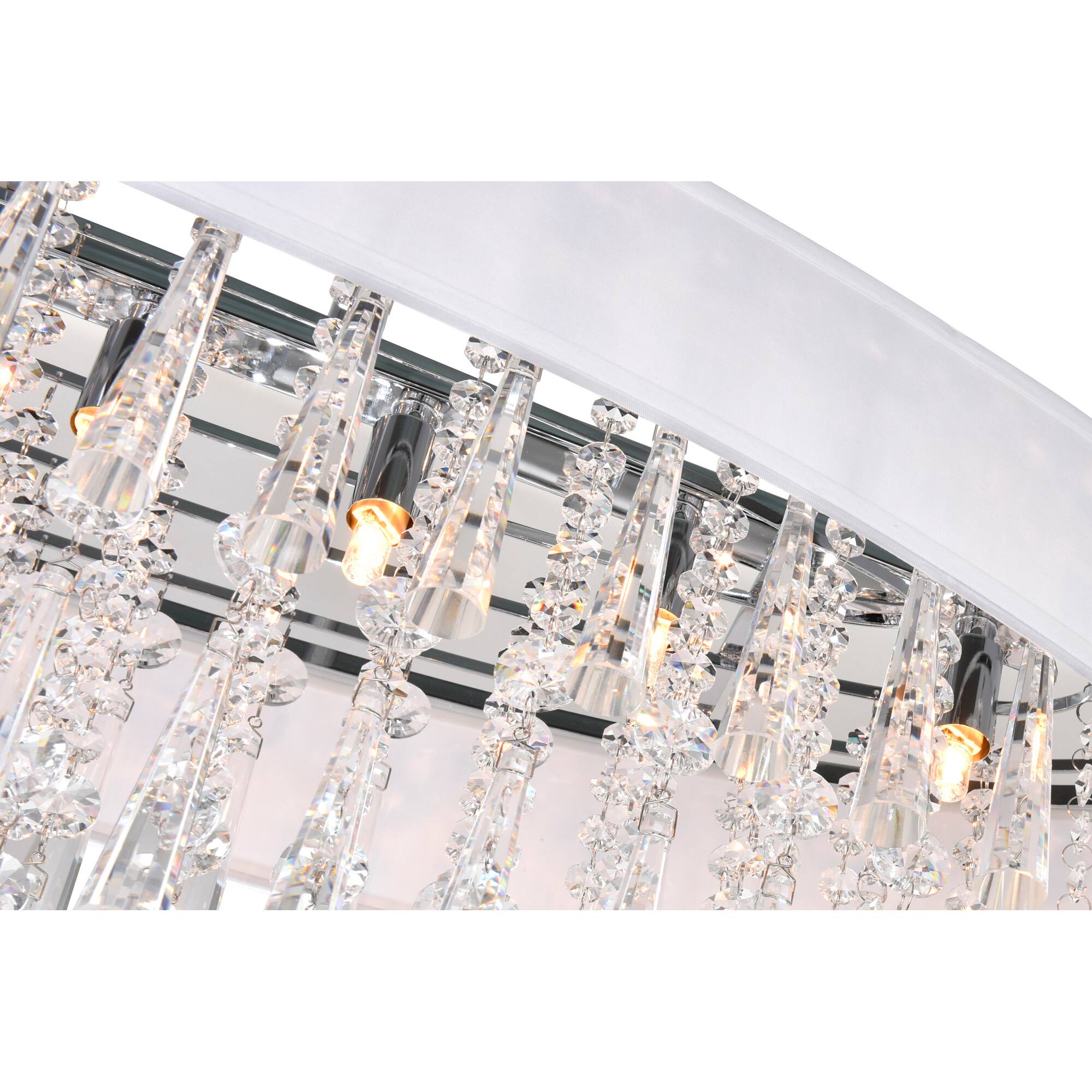 Angle. CWI Lighting - Franca 8 Light Drum Shade Chandelier With Chrome Finish - Off White.