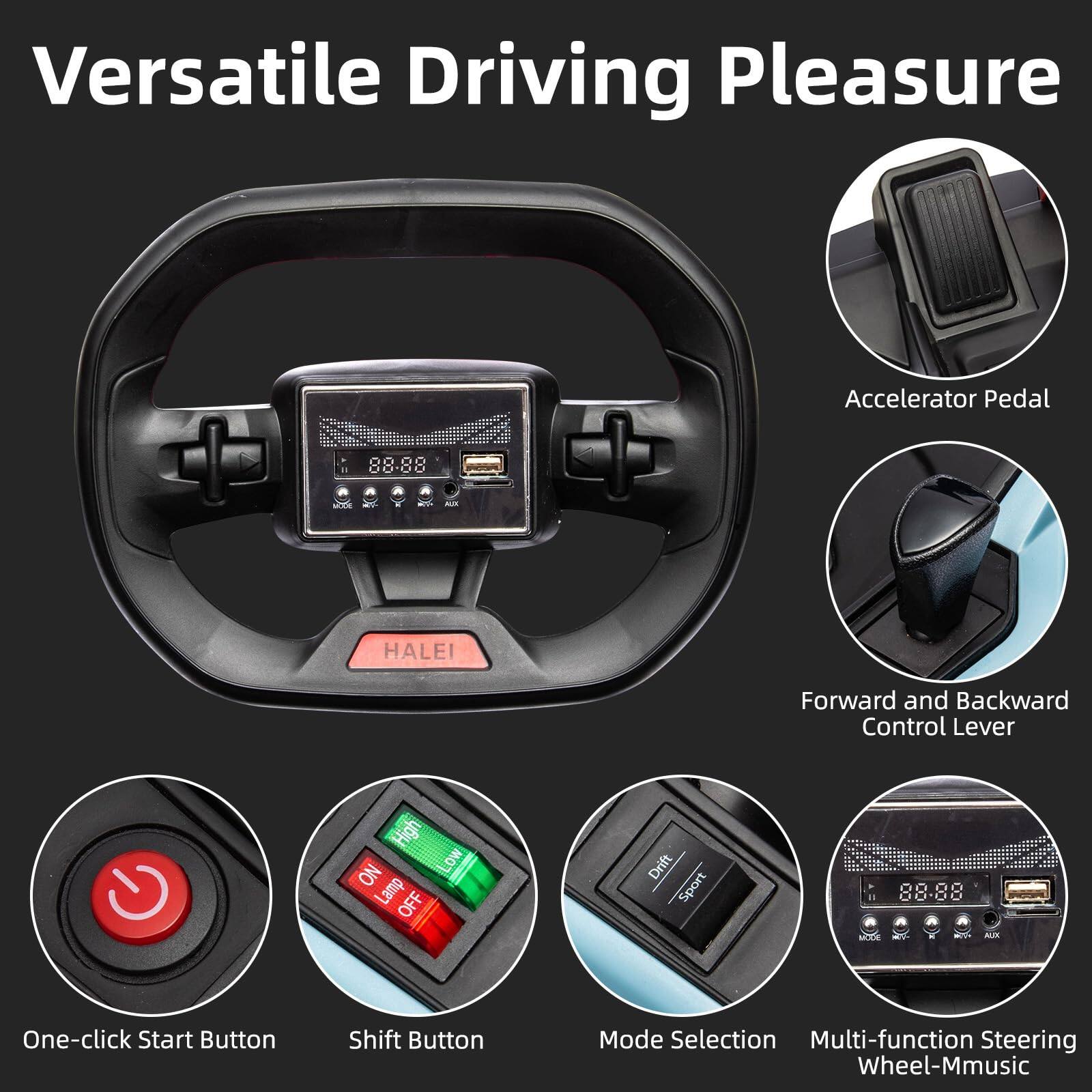 Versatile Driving Pleasure

- Accelerator Pedal
- Forward and Backward Control Lever
- One-click Start Button
- Shift Button
- Mode Selection
- Multi-function Steering Wheel-Music