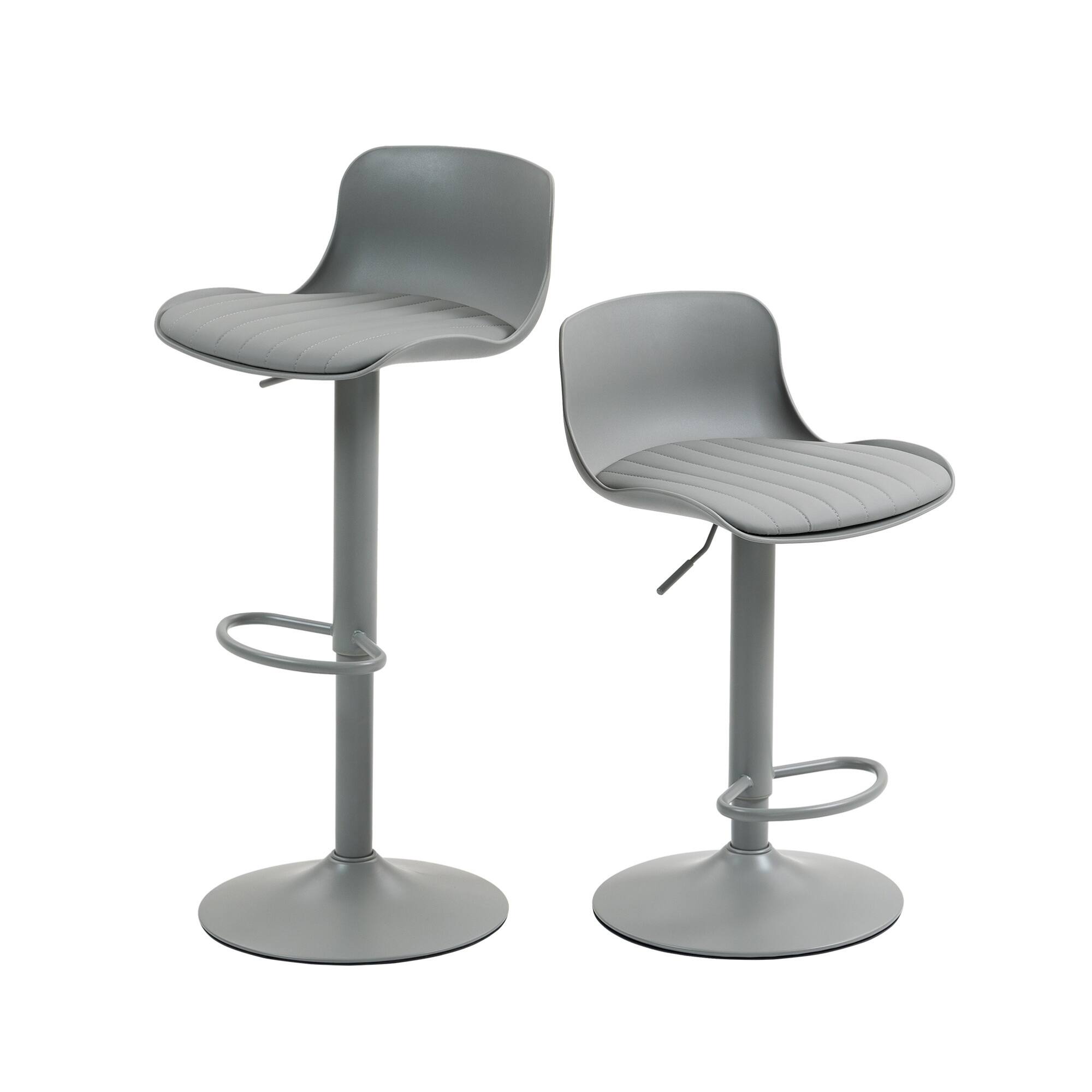 Alt View 5. GOODSILO - Set of 2 Adjustable Swivel Bar Stools with Backrest, Modern Counter Height Stools for Kitchen Islands - Gray.