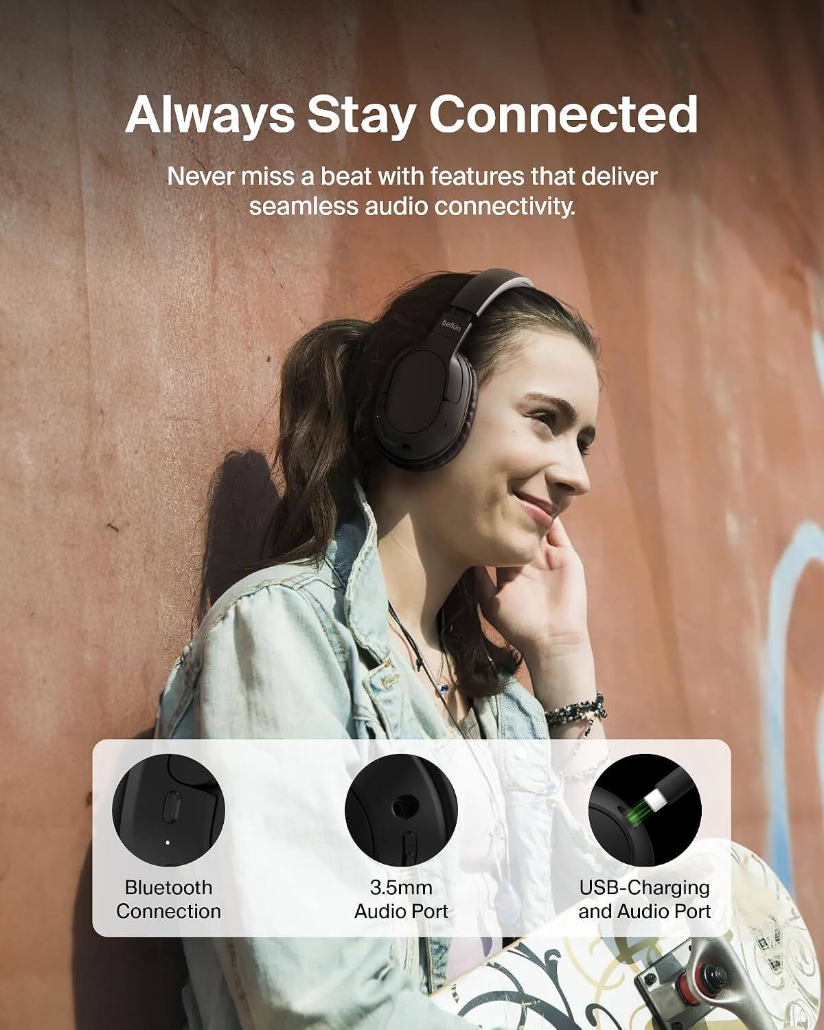 Always Stay Connected

Never miss a beat with features that deliver seamless audio connectivity.

- Bluetooth Connection
- 3.5mm Audio Port
- USB-Charging and Audio Port