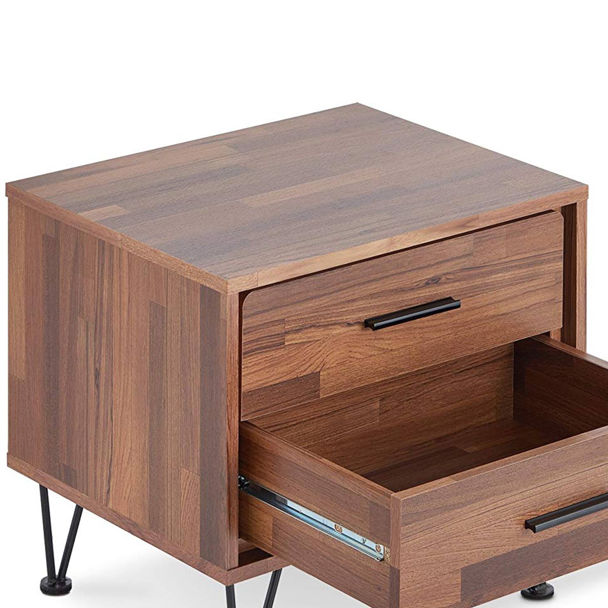Alt View 2. Manhattan Lane - Contemporary 2 Drawers Wood Nightstand - Brown.