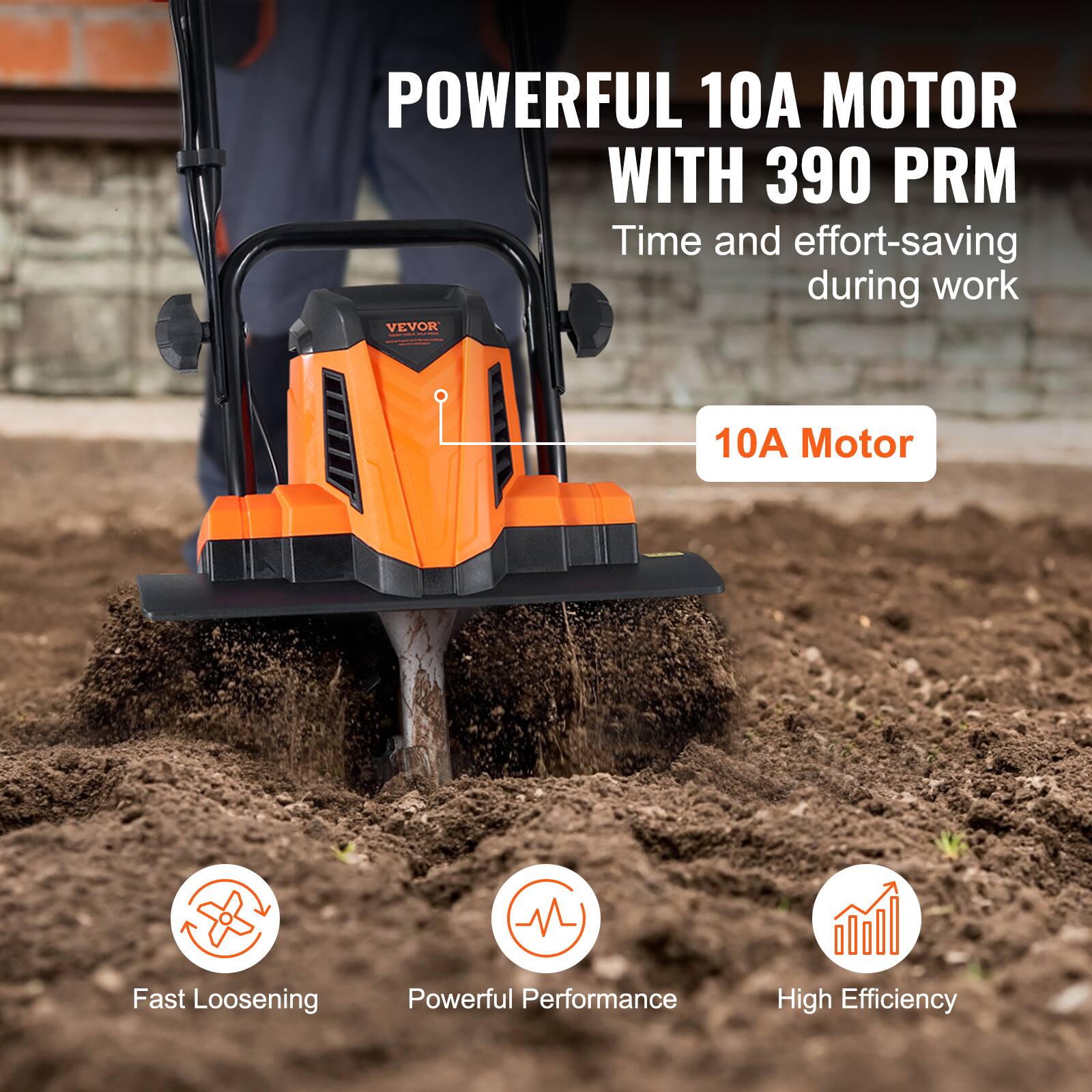 POWERFUL 10A MOTOR WITH 390 PRM
Time and effort-saving during work
VEVOR 10A Motor
Fast Loosening
Powerful Performance
High Efficiency