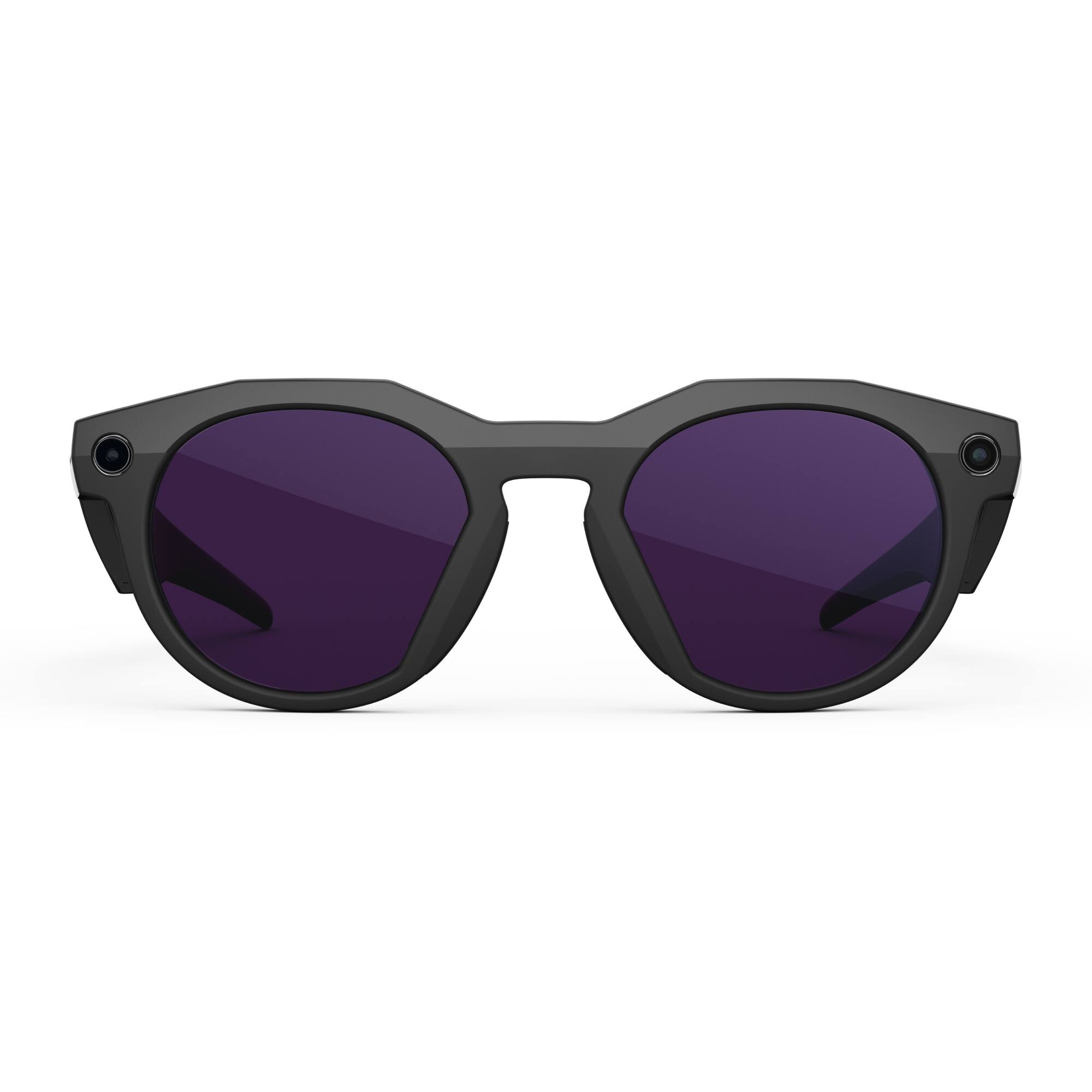 Angle. Oakley Meta - HSTN glasses - with Meta AI, Audio, Photo, Video Compatibility - Clear to Amethyst Transitions Lenses - Black.