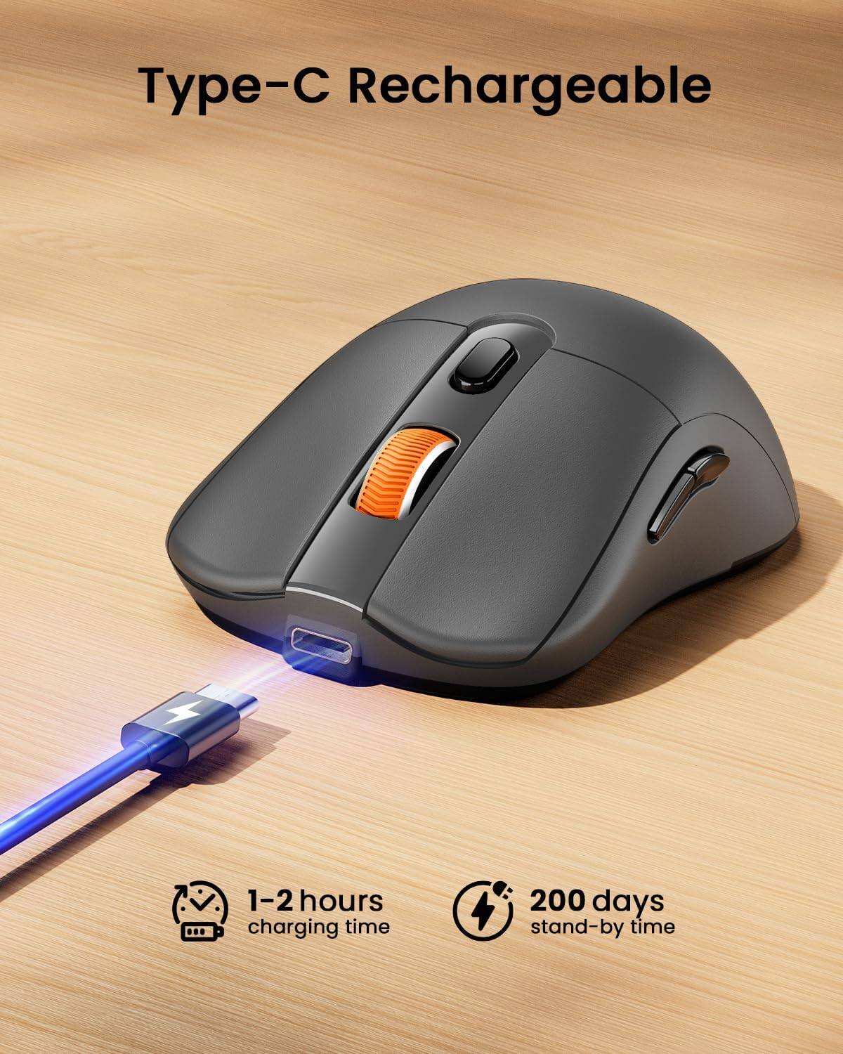 - Type-C Rechargeable
- 1-2 hours charging time
- 200 days stand-by time