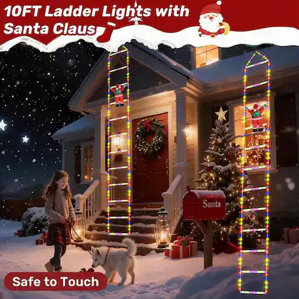 10FT Ladder Lights with Santa Claus
Safe to Touch