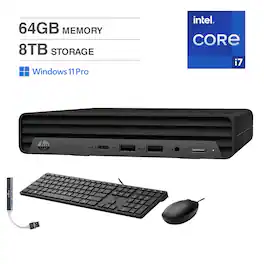 HP - EliteDesk 800 G6 Mini Desktop (Intel i7-10700T vPro, 64GB DDR4, 8TB PCIe SSD, Win 11 Pro) w/USB Hub - Black