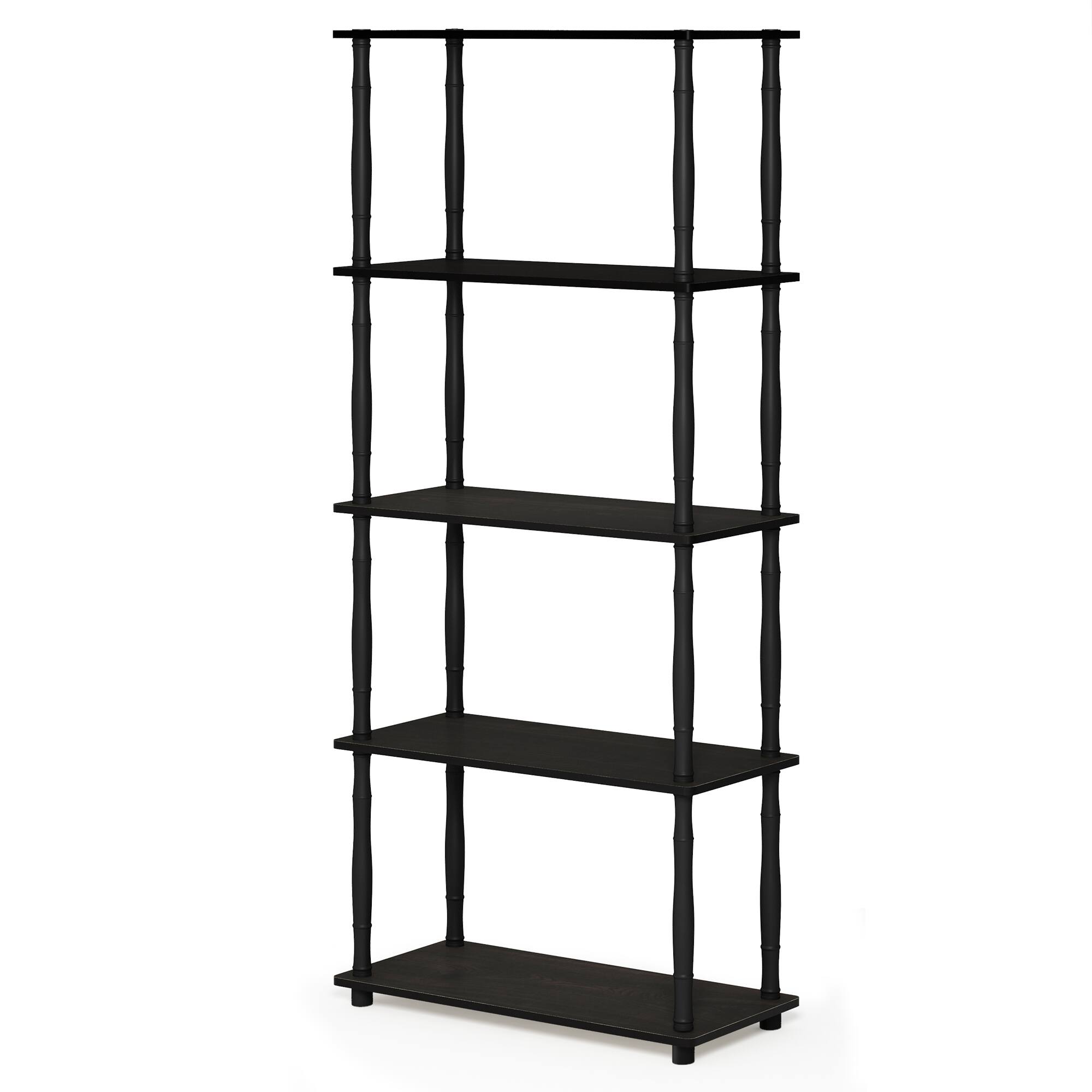 Front. Furinno - Turn-N-Tube 5-Tier Multipurpose Shelf Display Rack with Classic Tubes, Espresso/Black - Espresso/Black.