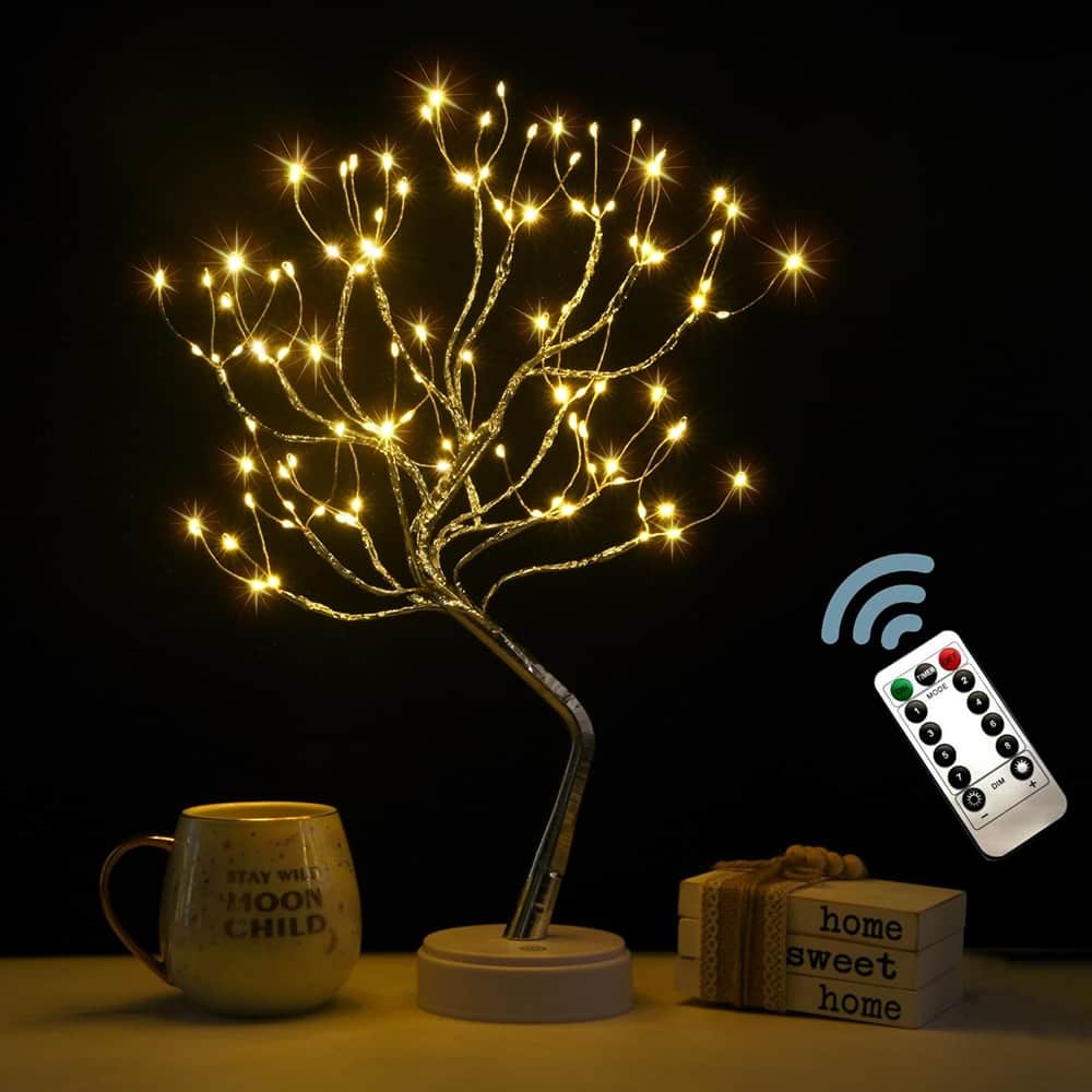 RTMB - Twinkling Fairy Light Tree, 108 LEDs, Branches – Aesthetic Room Decor - Silver