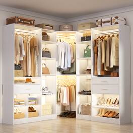 Aheaplus - 89"×39" Freestanding Corner Closet: 500+ Clothes Capacity, 2000 lbs Load, DIY Customizable,Ships in 3-4 Packages - White