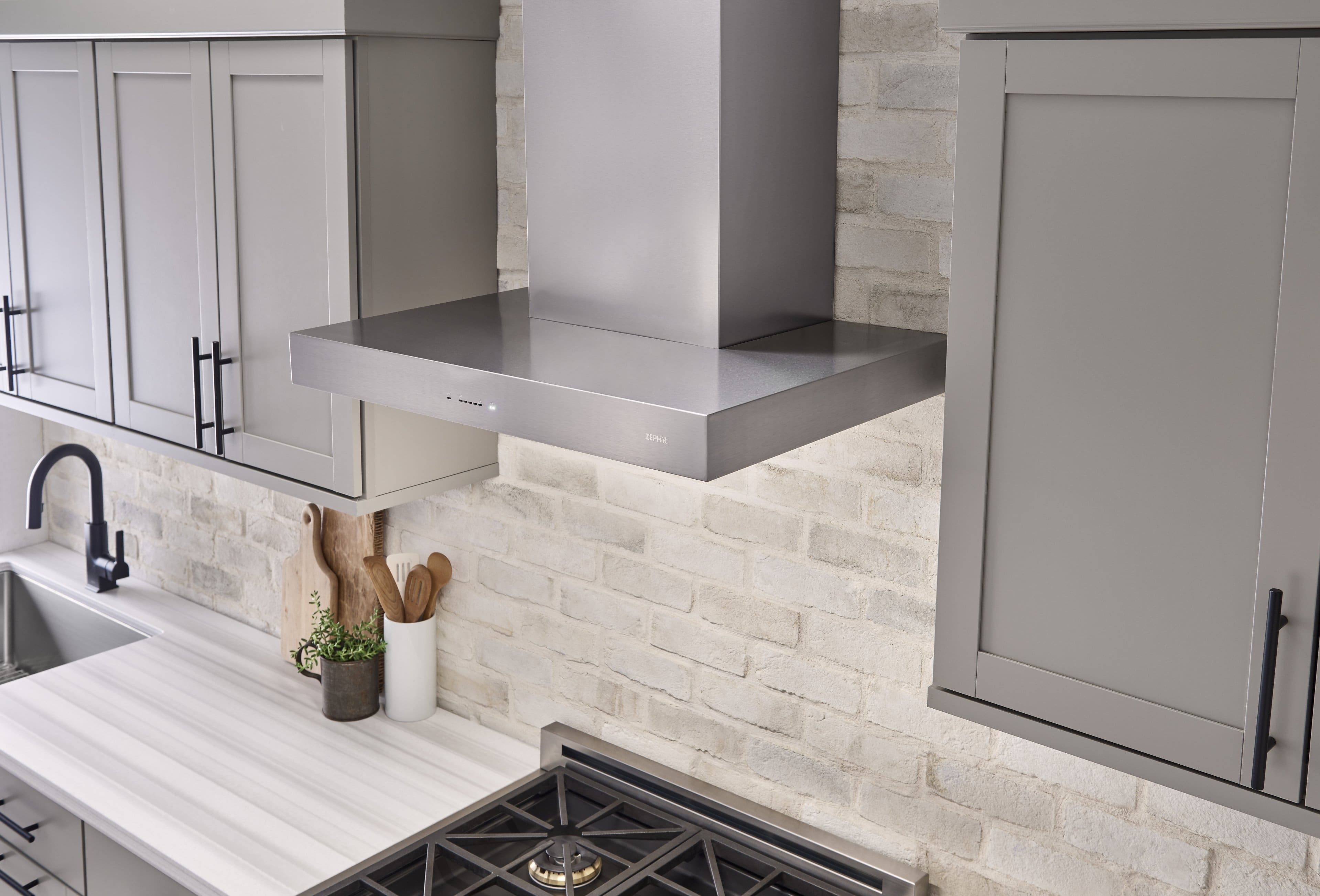 Alt View 14. Zephyr - Roma 36 in. 600 CFM Wall Mount Range Hood with LED Light - Stainless Steel.