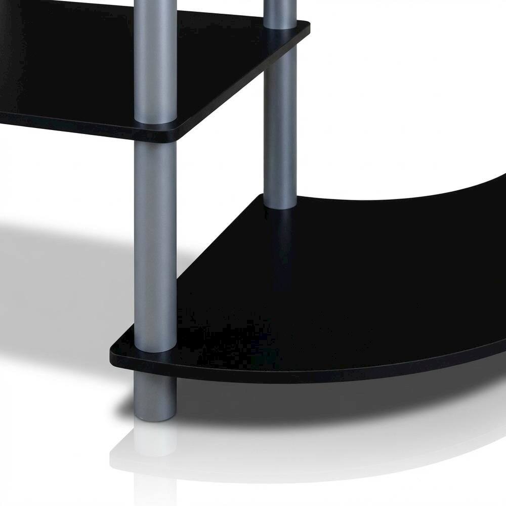 Alt View 4. FurniFact - Wide TV Stand with Black and Grey Finish, Composite Wood and PVC Tubes - Brown.