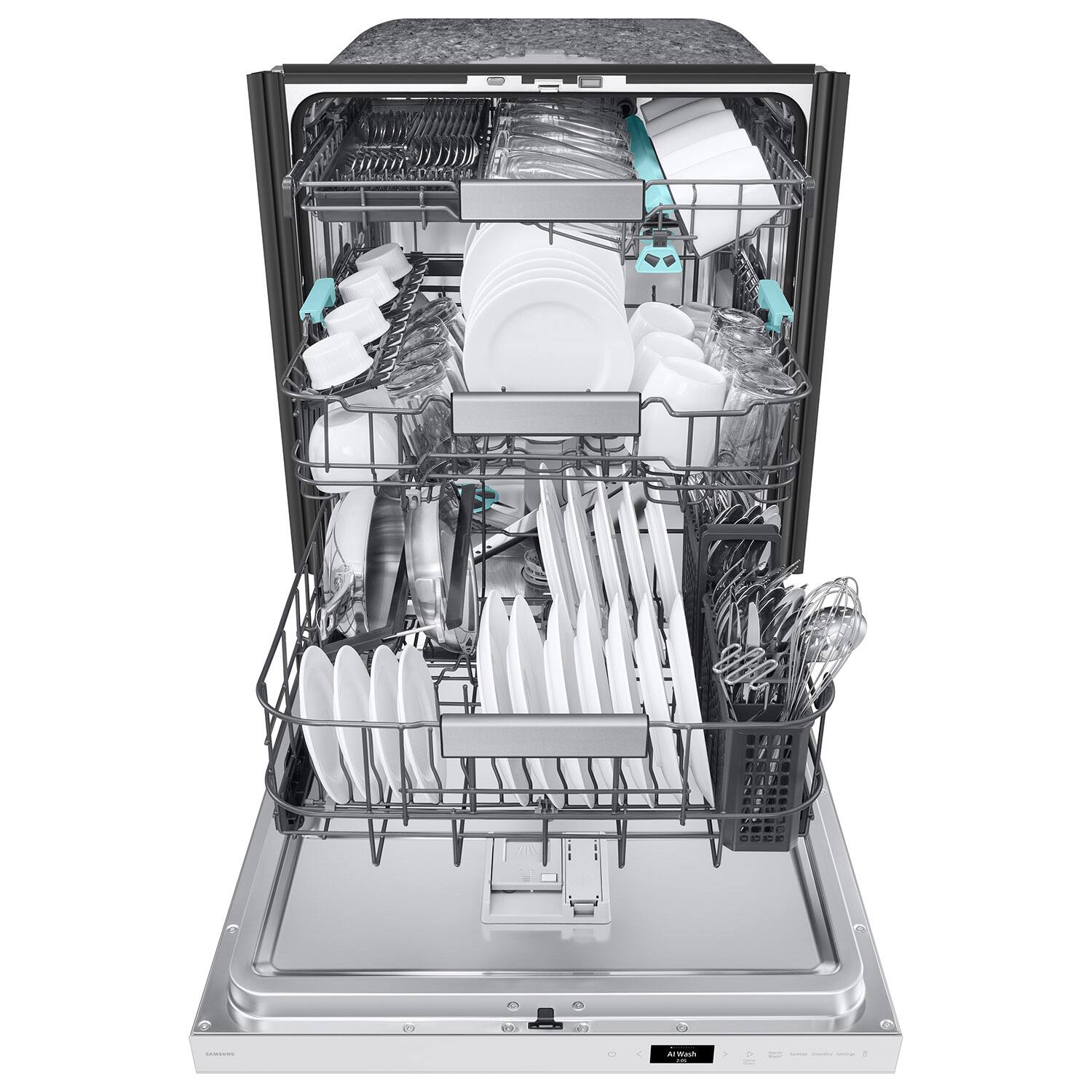 Alt View 11. Samsung - 24" AutoRelease Dry Smart Built-In Stainless Steel Tub Dishwasher with 3rd Rack Washing System, 38dBA - White Glass.