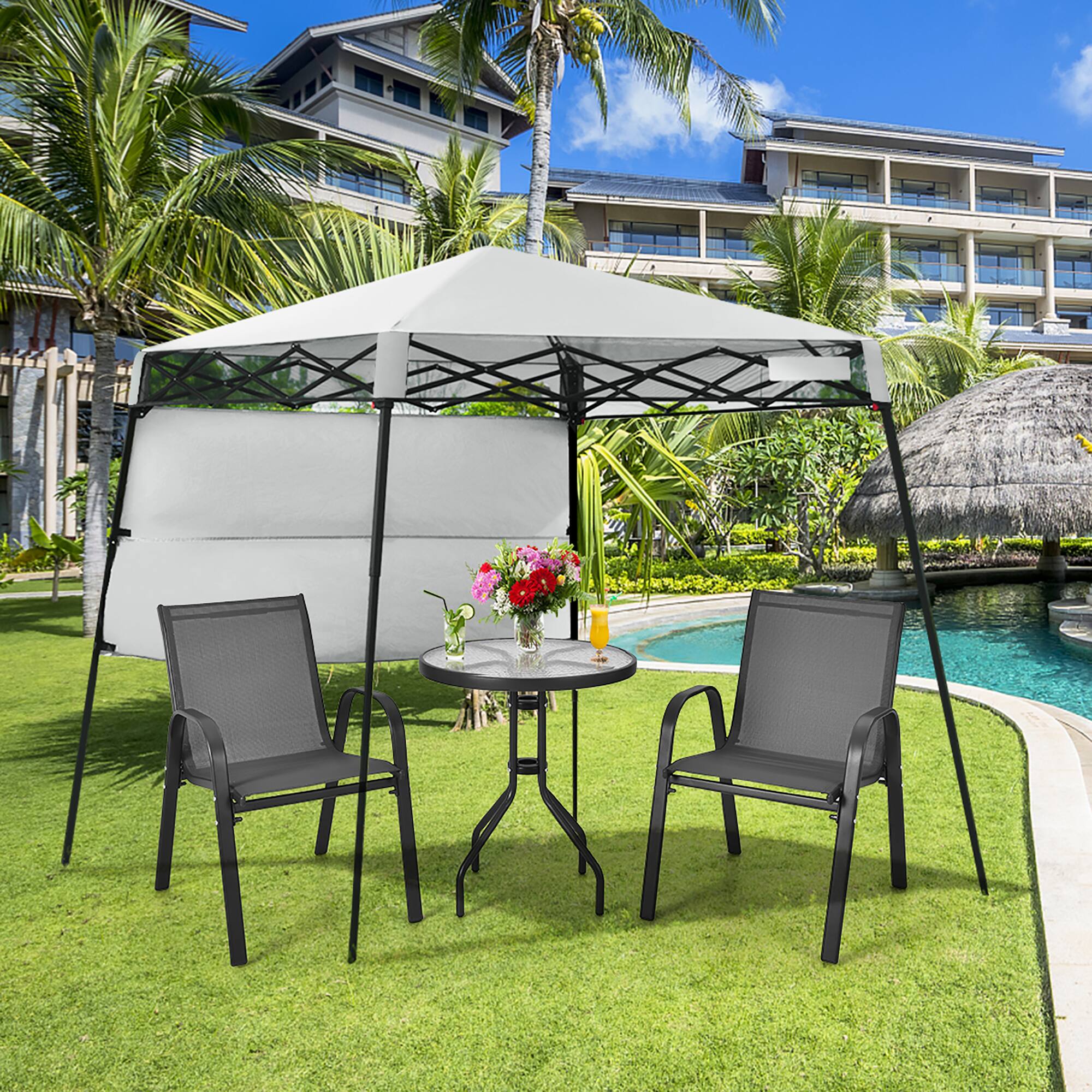 Alt View 2. Costway - Costway 7x7 FT Slant Leg Pop-up Canopy Tent Shelter Adjustable Portable Carry Bag - White.