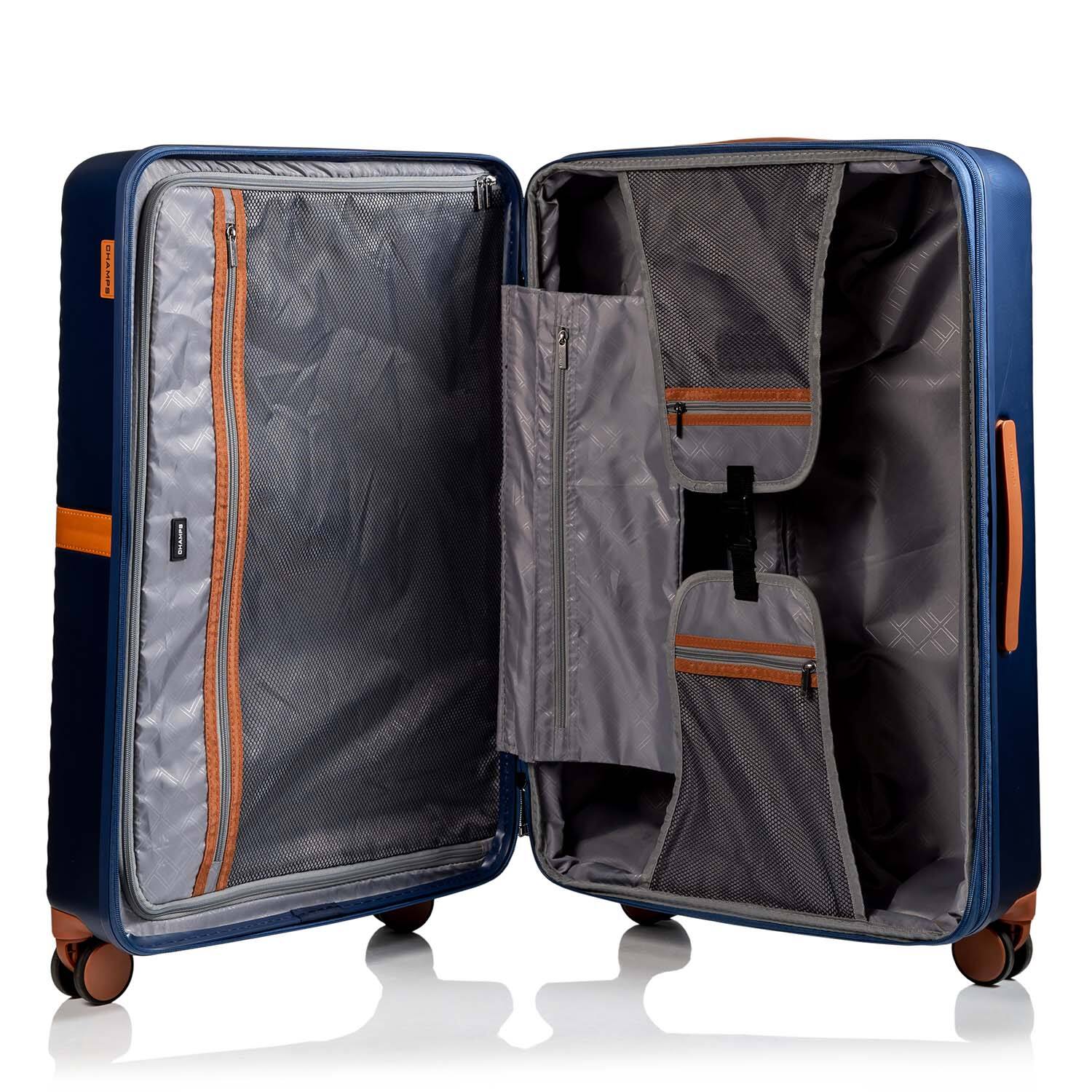 Back. Champs - Vintage II Collection Large Luggage Case - Navy.