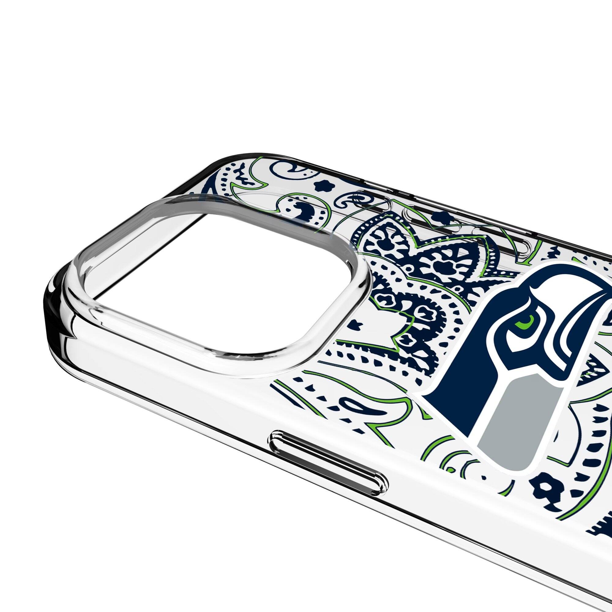 Alt View 2. Keyscaper - Seattle Seahawks iPhone Clear Paisley Design Case - 16e - Multicolor.