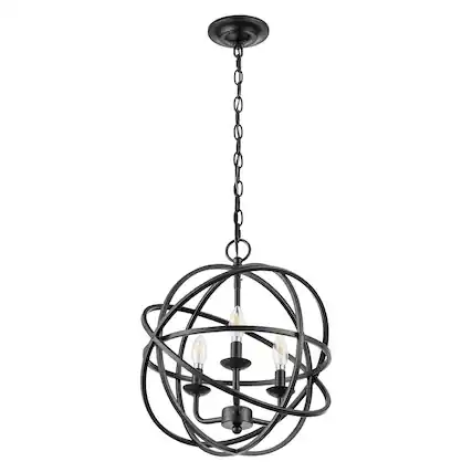 Front. Prominence Home - Prominence Home 3 Light Chandelier Pendant Lighting Fixture, Birchberry, Black.