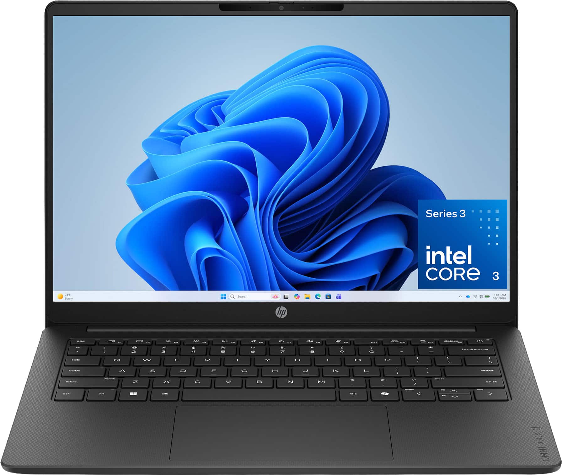 HP - OmniBook 3 - 14" 2K Touchscreen Laptop - Intel Core 3 304 (2026) - 8GB Memory - 128GB Stoarge - Jet Black