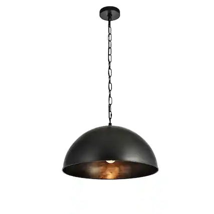 Front. Living District - Merce Collection Pendant D20 H12.75 Lt:1 Vintage Black Finish - Vintage Black.