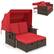 Front. Costway - Outdoor Patio Rattan Daybed with Retractable Canopy & Adjustable Backrests - Red + Mix Brown.