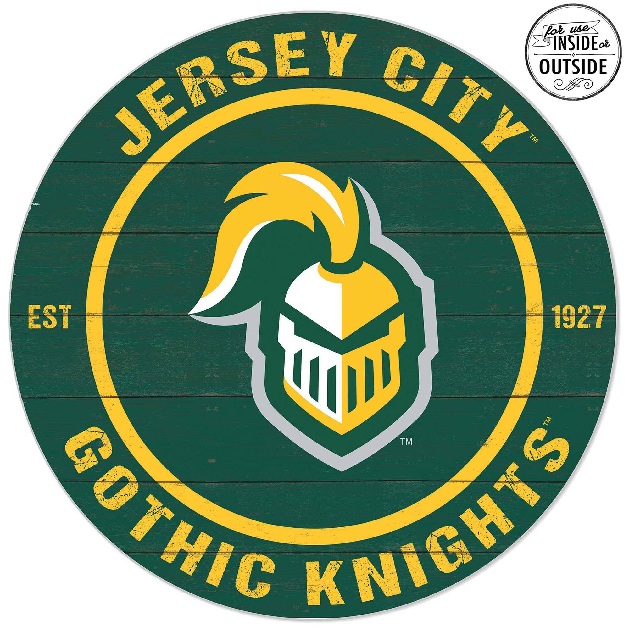 New Jersey City Gothic Knights 20'' x 20'' Indoor/Outdoor Weathered Circle Sign