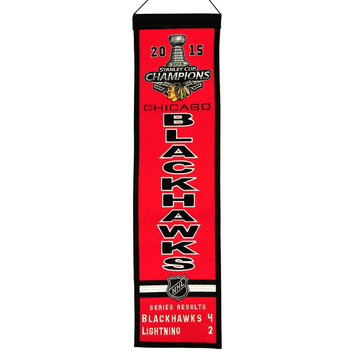 Winning Streak Sports - Chicago Blackhawks 2015 NHL Hockey Stanley Cup Champions Series Banner (8x32) - Multi