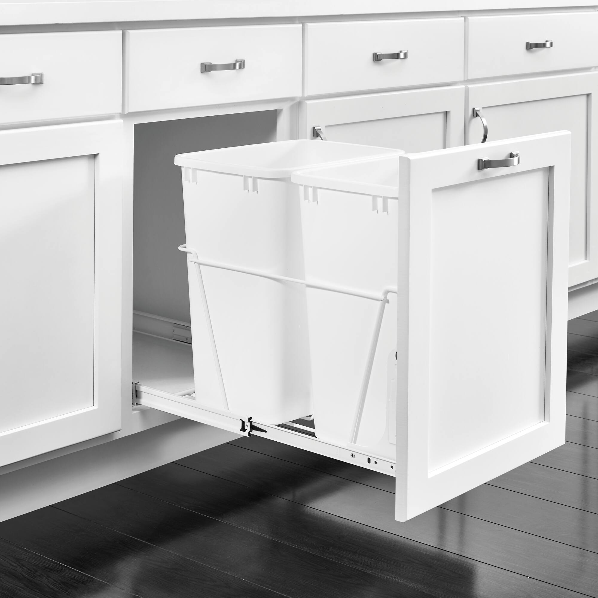 Alt View 3. Rev-A-Shelf - Rev-A-Shelf Double Pullout Kitchen Cabinet 27 qt. Trash Can, RV-15PB-2 S - White.