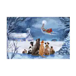 Trademark Fine Art - GL Studio Pets Watching Santa Canvas Art - 12x19 - Multicolor