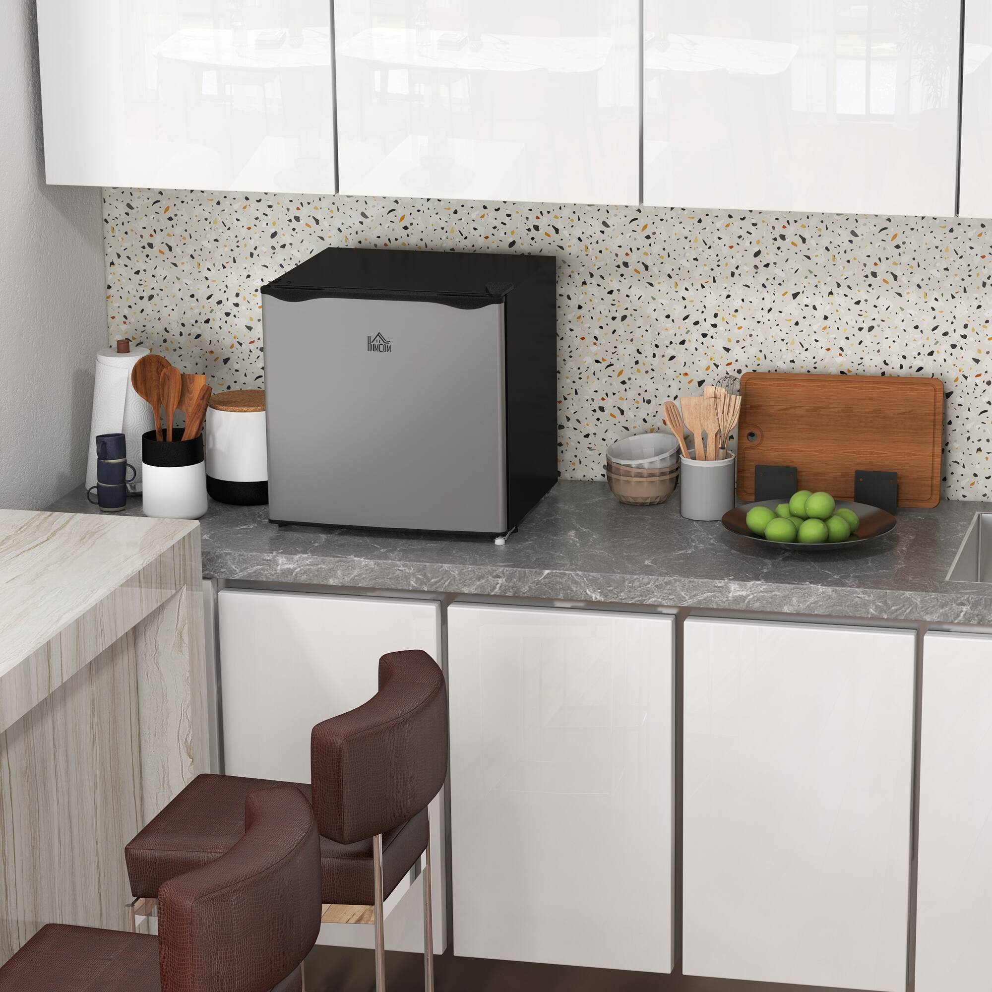 Left. Akoasm - Silver 1.1 Cu.Ft Mini Freezer Countertop, Compact Upright Freezer with Removable Shelves, Reversible Door - Silver.