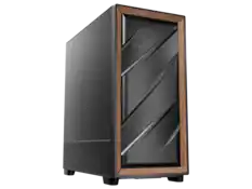 Front. Antec - Antec Flux SE Silent Case, Sound-Dampened, Walnut Front, 5 PWM Fans, USB-C, 420mm Radiator, E-ATX Mid Tower - Walnut.