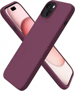 Ornarto - Compatible with iPhone 15 Plus Case 6.7", Slim Liquid Silicone Full Covered Protective Cover - Wine Red