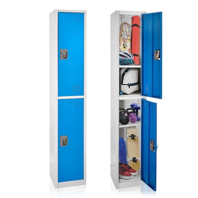 Alt View 4. AdirOffice - Storage Locker 629-Series 72" H 2-Tier Steel Key Lock 2-Shelf Locker with Key Lock - Blue.