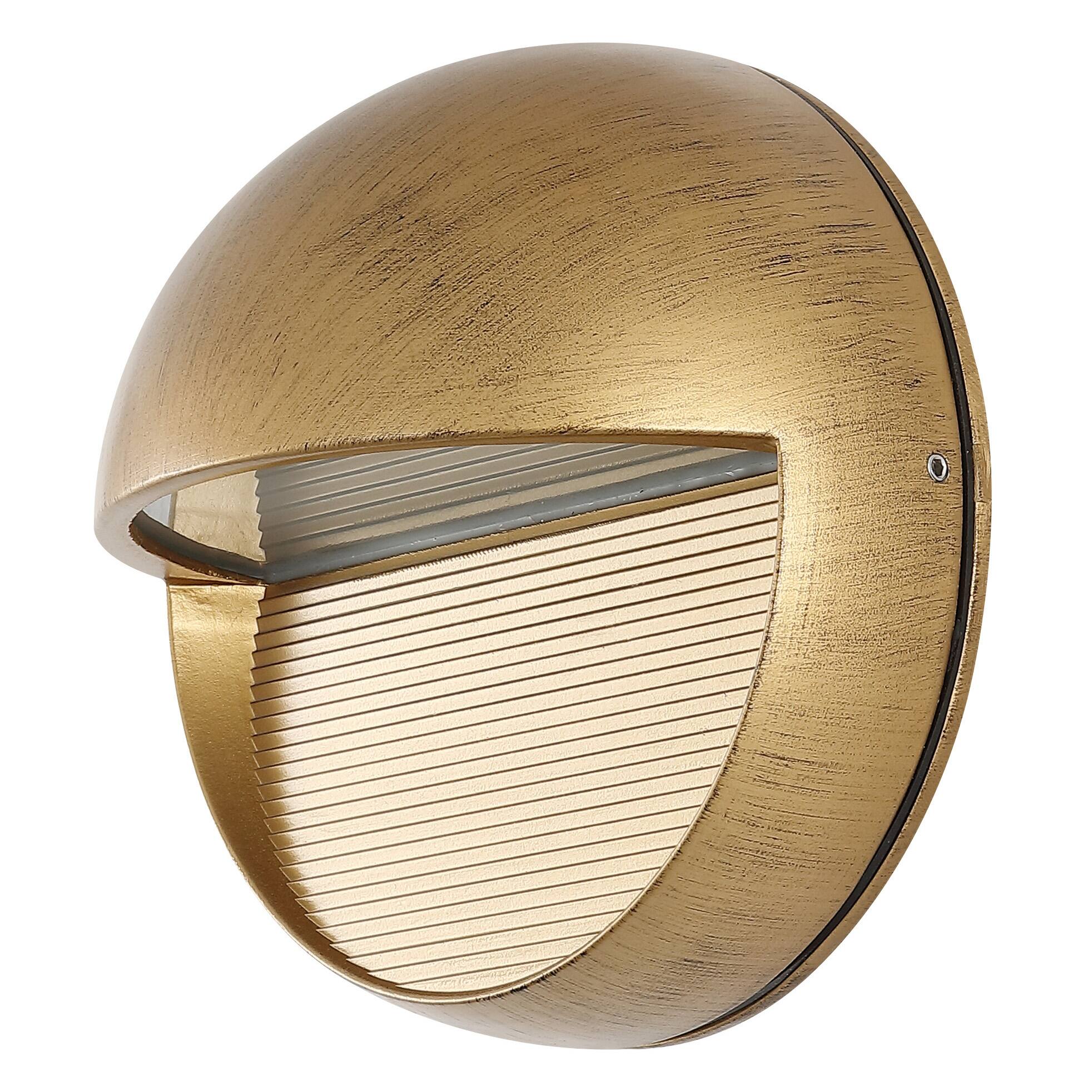 Alt View 10. Jonathan Y - Orbe 6.25" Outdoor Metal/Glass Integrated LED Wall Sconce, Antique Gold - Antique Gold.
