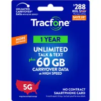 Tracfone - $288 Unlimited Talk and Text, 60GB of Data / 365 Days (Smartphone Only) [Digital] - Front_Zoom