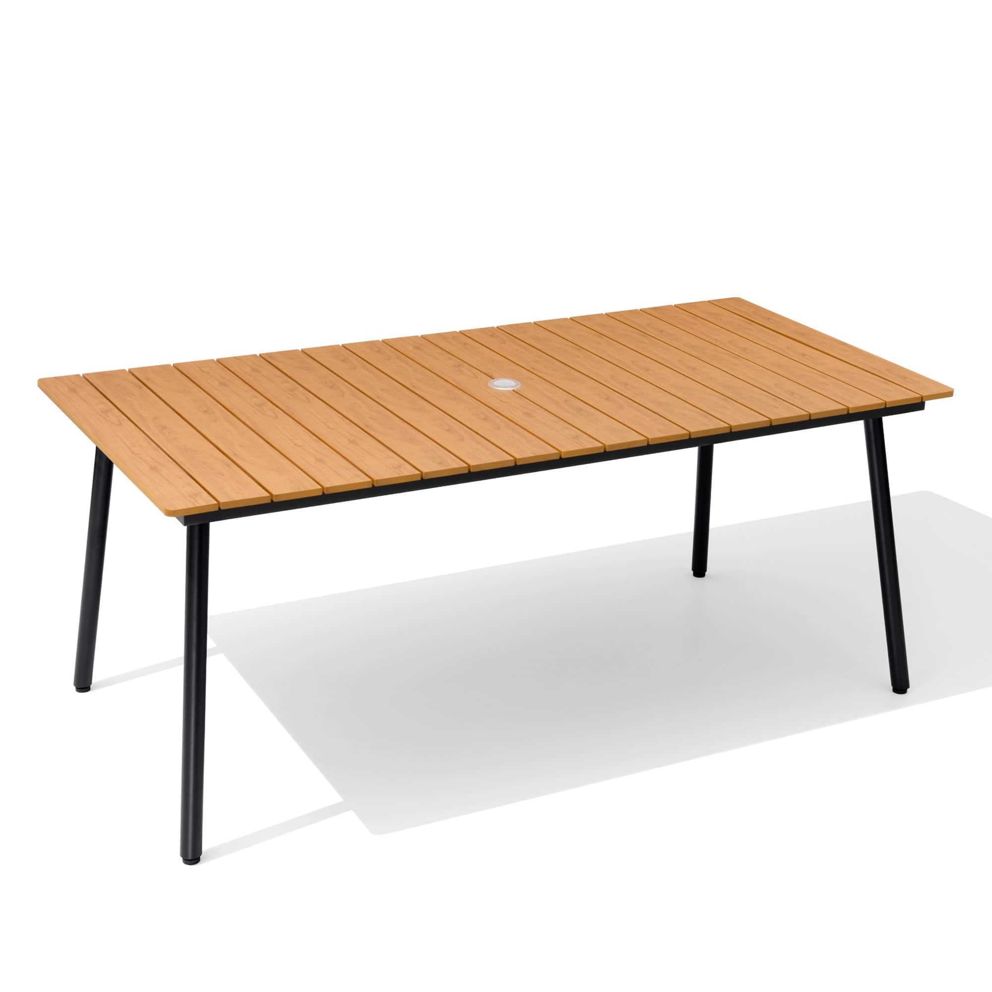 Crestlive Products - Outdoor Patio Dining Table with Wood-Like Top and Aluminum Frame - Brown