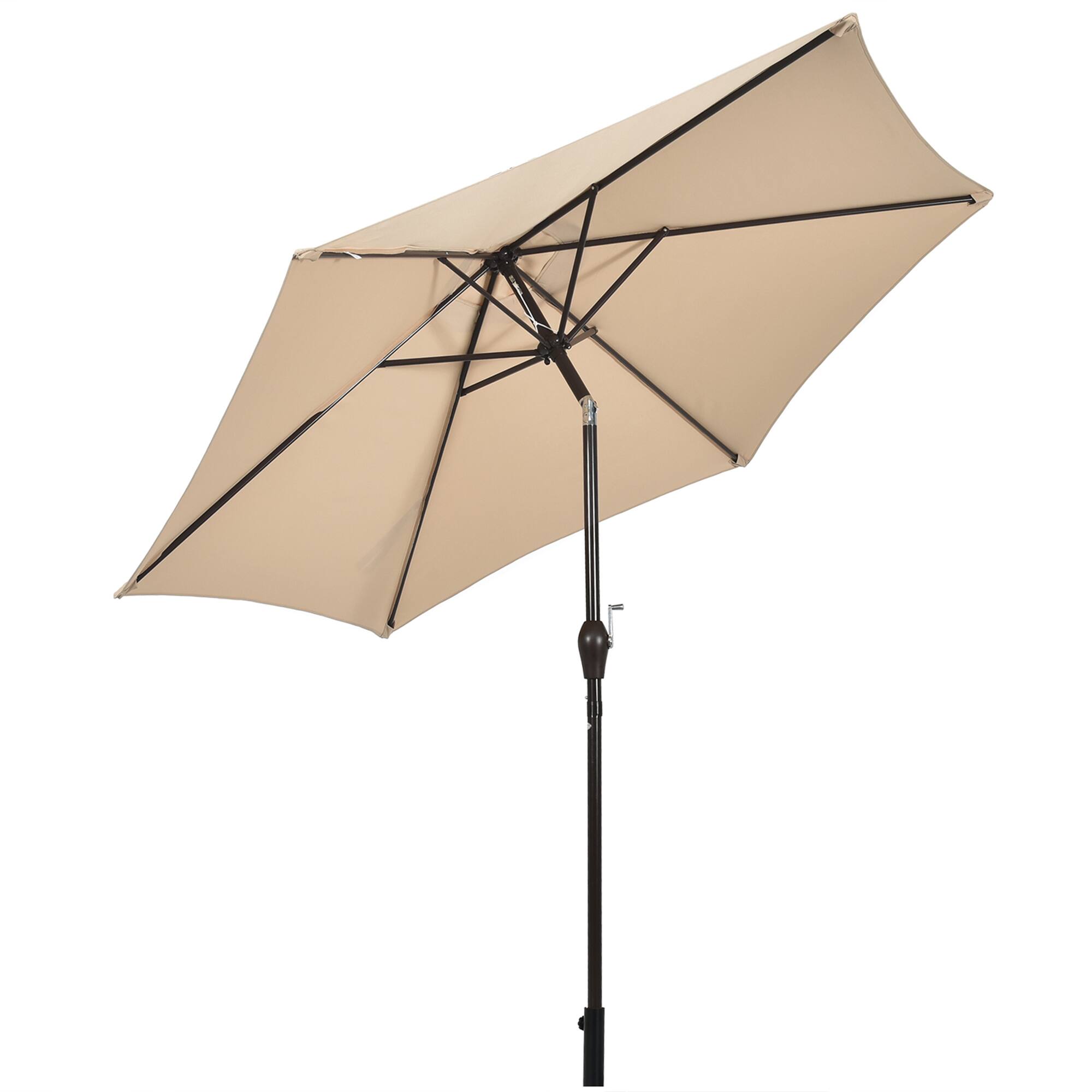 Alt View 1. Gymax - Gymax 9 ft Outdoor Patio Market Table Umbrella Garden Yard w/ Crank 6 Ribs Beige - Beige.