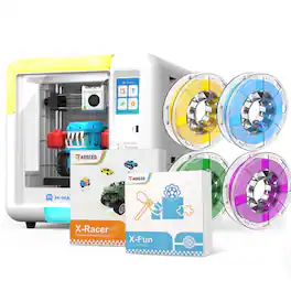 AOSEED - X-MAKER:AI-Powered ToyMaker Kid 3D Printer The Perfect Family STEM Project, includes 4 PLA, 3D Design App - White