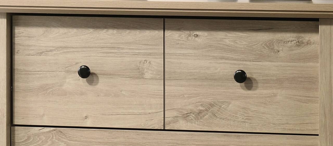 Angle. Forest'nSky - Light Oak Wood 4 drawer 32 in. Wide Chest of Drawers with Black Handles for Living Room - Light Oak.