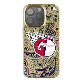 Keyscaper - MLB - Cleveland Guardians Paisley Bling iPhone Case - 14 - Gold