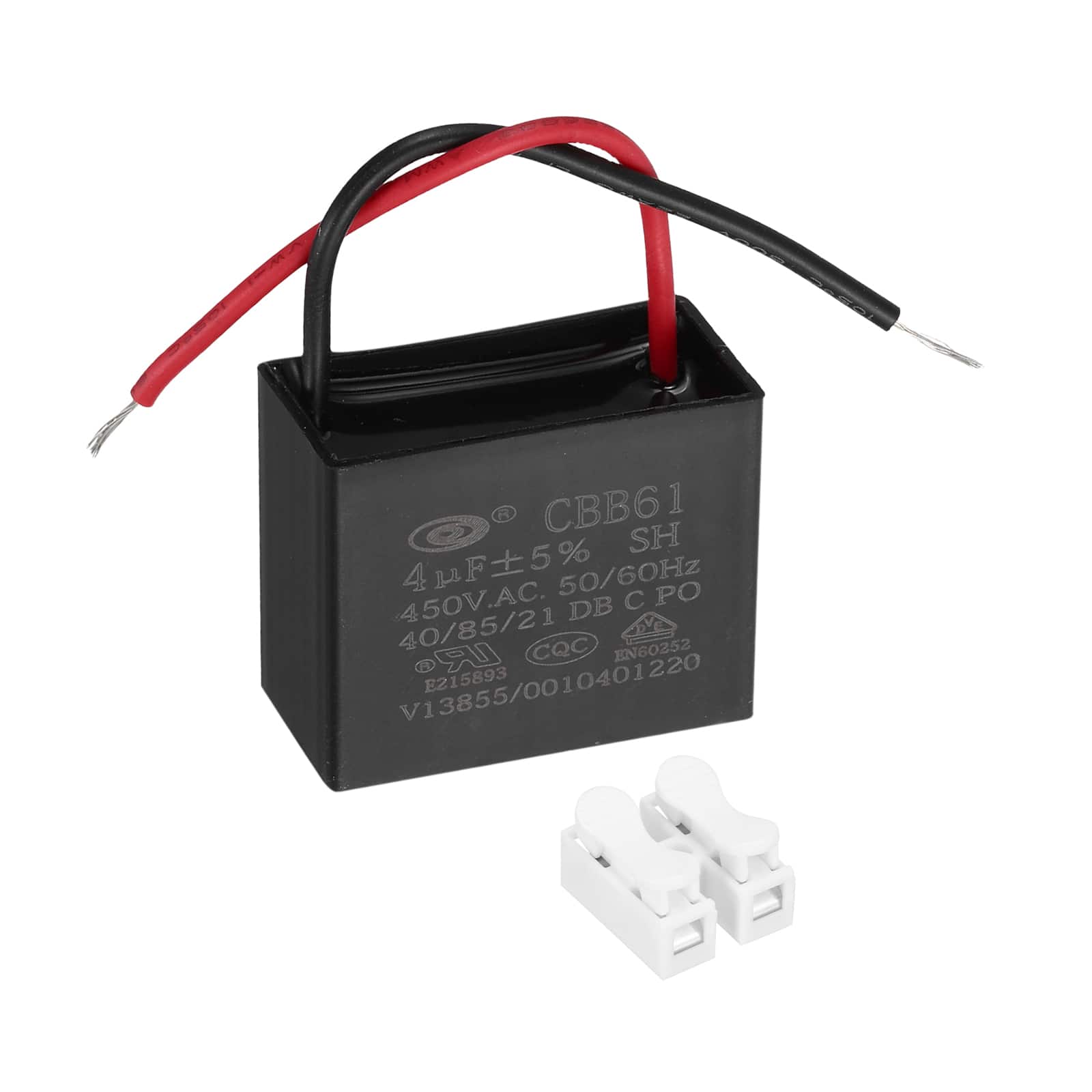 Unique Bargains - 4uF CBB61 Ceiling Fan Capacitor, AC 450V 2 Wires with Terminal Blocks for Pump Motor Generator Blower - Black price history on PriceWatchPro